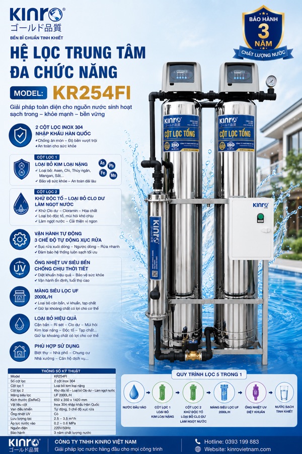 Hệ lọc tổng Kinro KRT254FI đa năng cao cấp, xử lý sắt nhẹ