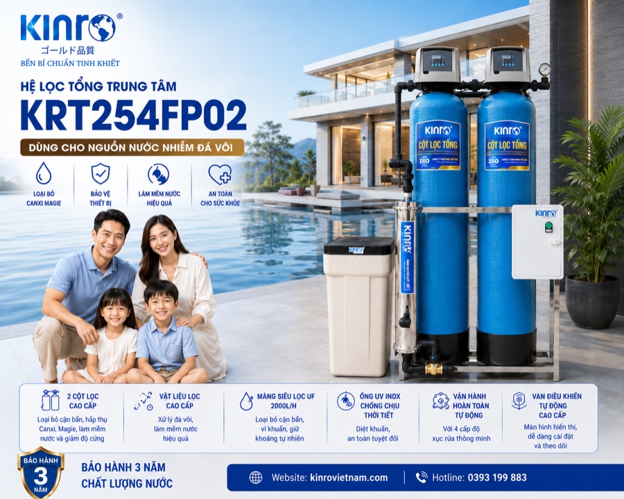 Hệ lọc tổng Kinro KRT254FP02 xử lý nước cứng làm mềm nước