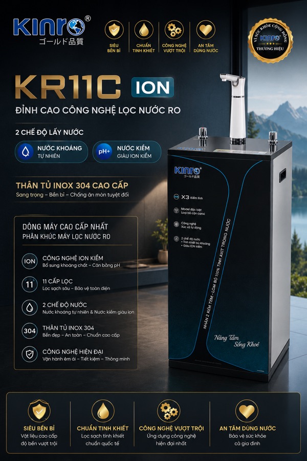 Máy lọc nước Kinro KR11C ION 11 cấp, 2 chế độ ion kiềm + khoáng ảnh 2